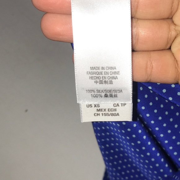 Juicy Couture Royal Blue Polka Dot Silk Button Up - Picture 11 of 13